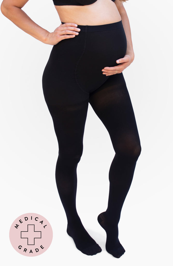 Maternity Medical Compression Tights by Beister, 20-30mmHg Graduated  Support Pregnancy Legging with Button Elastic Band & Abdominal Protection